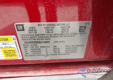 2013 Buick Enclave Leather from USA, damaged, VIN 5GAKRCKD5DJ134827